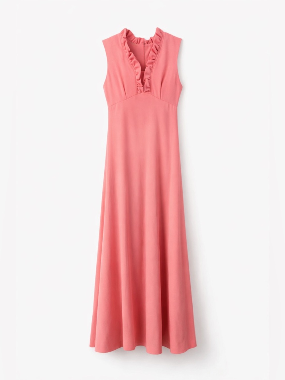 1960’s Vintage Hot Pink Sleeveless Mock Neck Full Length Dress